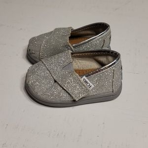 TOMS Glitter Silver Toddler size 3